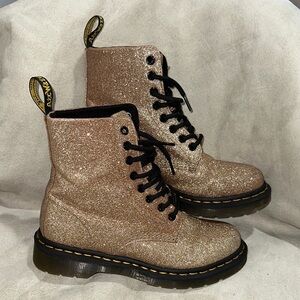 Dr. Martens 1460 Pascal Glitter Gold Combat Boots Us7